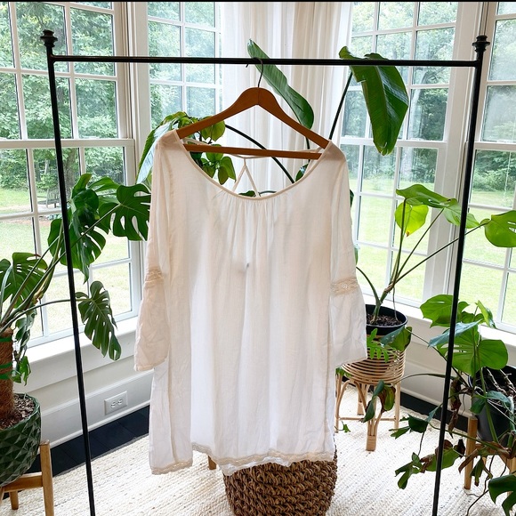 Aerie Tunic Dress Boho Lace Peasant Scoop Back - Picture 2 of 9